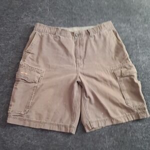Old Navy‎ Men Shorts 36 Brown 100% Cotton Straight Cargo Pockets Stains